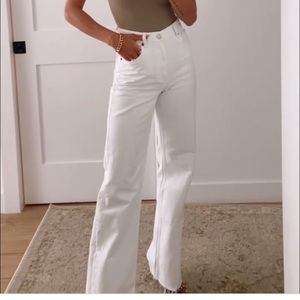 Zara white wide leg full length jeans REF.6045/026